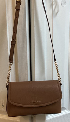 Michael Kors Ida LG Flap Xbody brown gold-toned chain NWT $228 Beautiful L@@K!