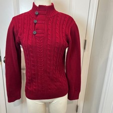 Gymboree Red Cable Knit Mock Neck Button Sweater Girls L 10 12 Holiday