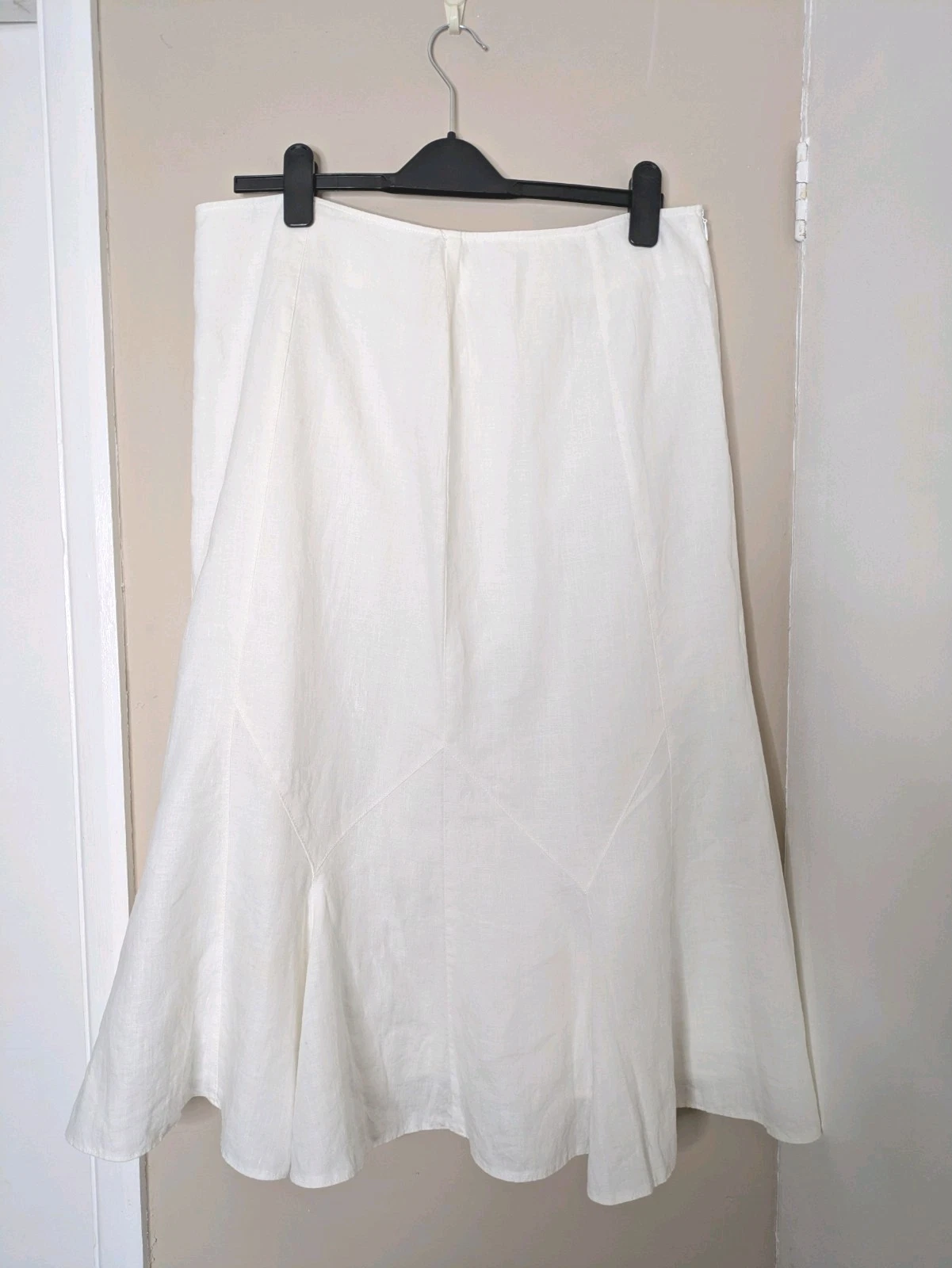 Frank Walder Elements White 100% Linen Skirt Size 18 BNWT Lined