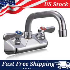 4" Center Wall-Mount Brass Faucet with 6" Swivel Spout for Commercial Use