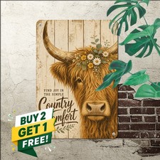 Highland Cow Farmhouse Quote Country Wall Art Metal Tin Sign 8x12 Home Decor