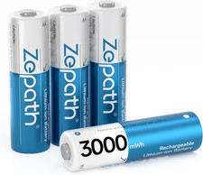 Zepath AA Rechargeable Batteries, 4 Pack Lithium Battery 3000Mah High Capacity R 4.94 per battery