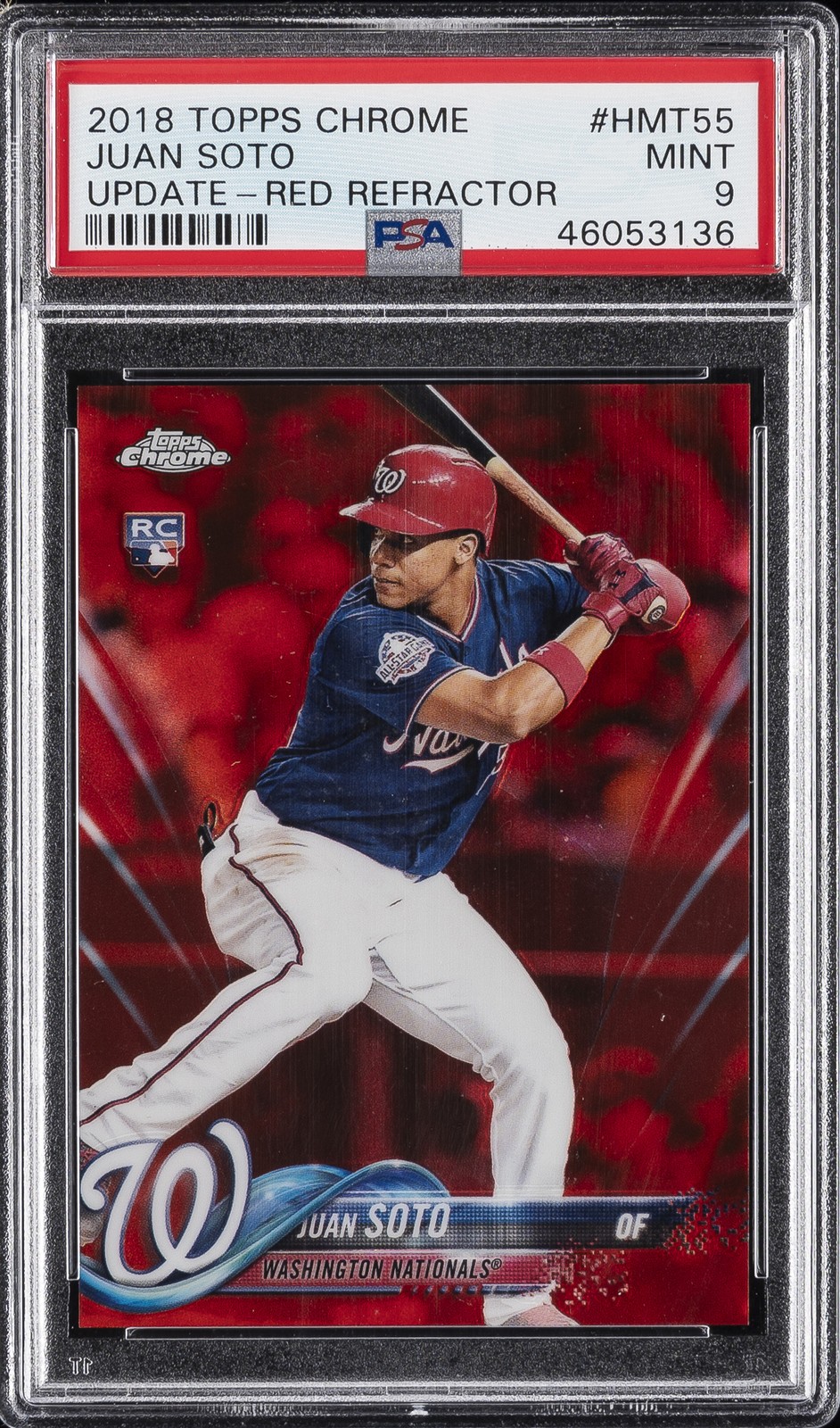 2018 TOPPS CHROME UPDATE RED REFRACTOR #HMT55 JUAN SOTO ROOKIE RC #/25 PSA 9
