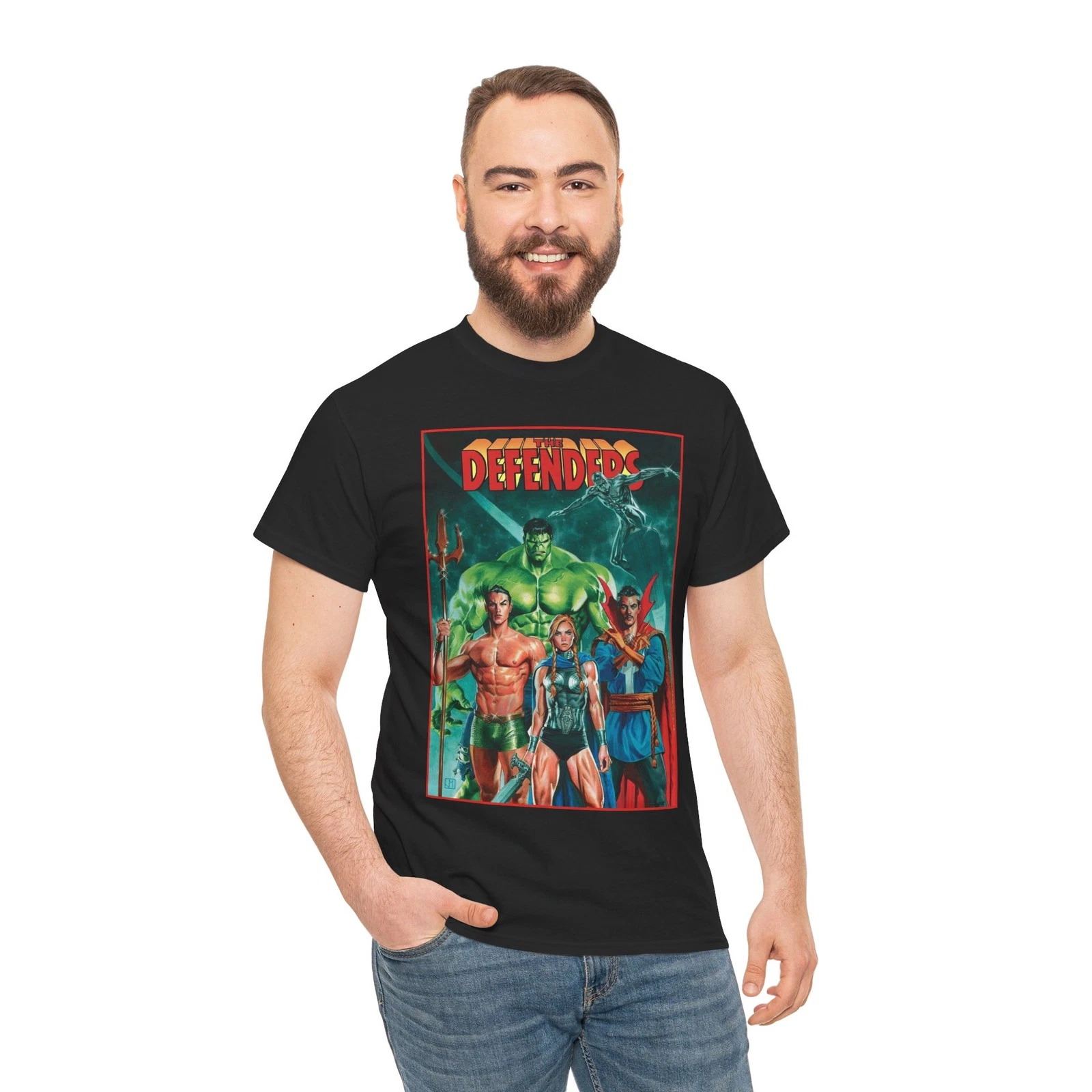 Defenders T-Shirt - Dr Strange, Valkyrie, Hulk, Namor, Silver Surfer - Marvel