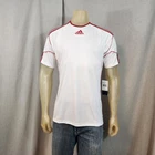 Adidas White w Red Striped Crew Neck Short Slv Soccer Jersey Shirt Top SMALL NEW