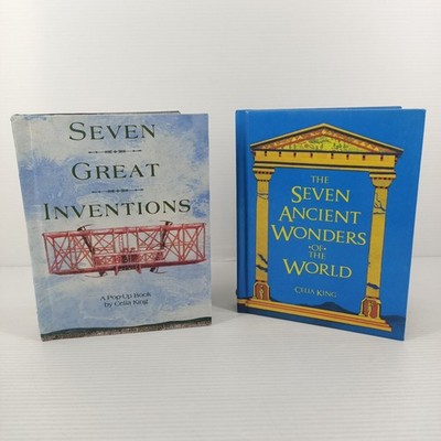 2x Celia King Pop-Up Books Seven Ancient Wonders Seven Great Inventions