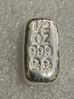 999 SILVER SKULL & CROSSBONES 1/2 TROY OUNCE  LOAF STYLE BAR ATLANTIS MINT