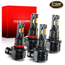 9005 9006 LED Headlights Kit Combo Bulbs 6000K High-Low Beam Super White Bright