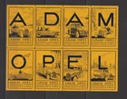 German Poster Stamp Opel Cars Block of 8 ABC incl Aviation