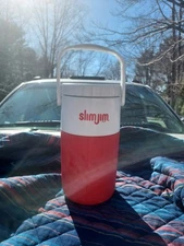 Vintage Coleman Slim Jim Beef Jerky 1/2 Gal Plastic Drink Cooler Jug w/Spout Top