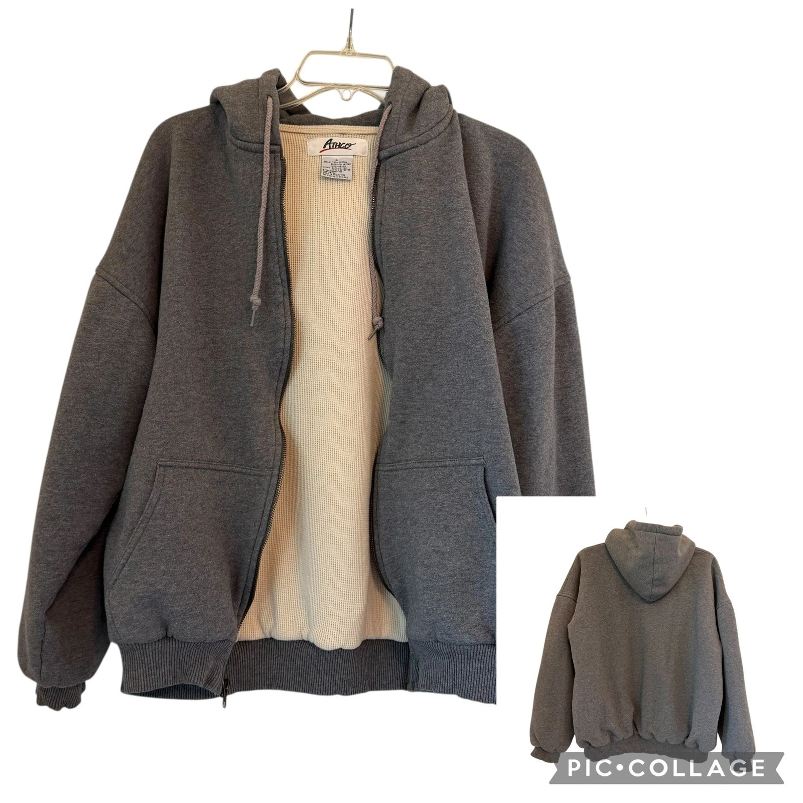 Athco Hoodie VTG Gray Thermal Lined Zip Up Heavyweight Waffle Knit MMH-100 Large
Opens in a new wind