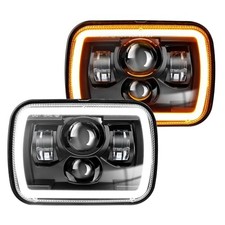 New Z Beam 5x7 7x6 Inch Led Headlight Rectangle Black - w/Projector and DRL
