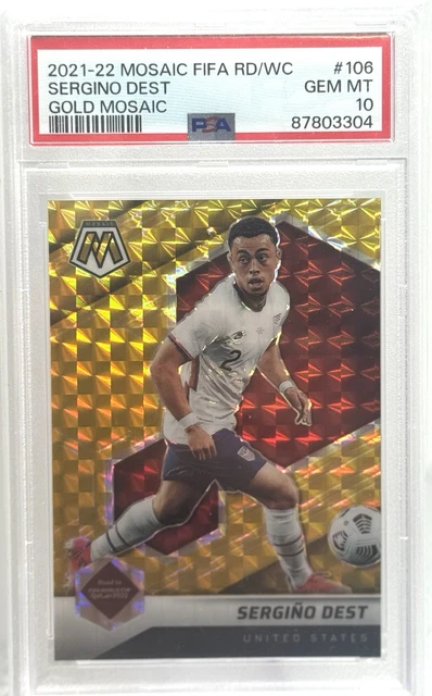20-21 Panini Road World Cup Sergino Dest Gold /10 PSA 10 + Black Choice Raw /8