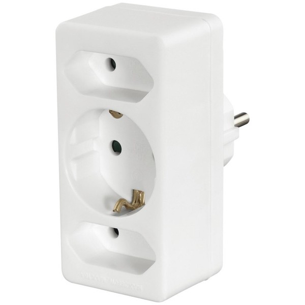 Hama 00223215 Steckdosenadapter 3-Fach Adapter Weiß, 1X Schuko 2X Euro-image