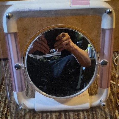 Conair Crystal Images II OTT LITE Illuminated Round Vintage Makeup Mirror White 