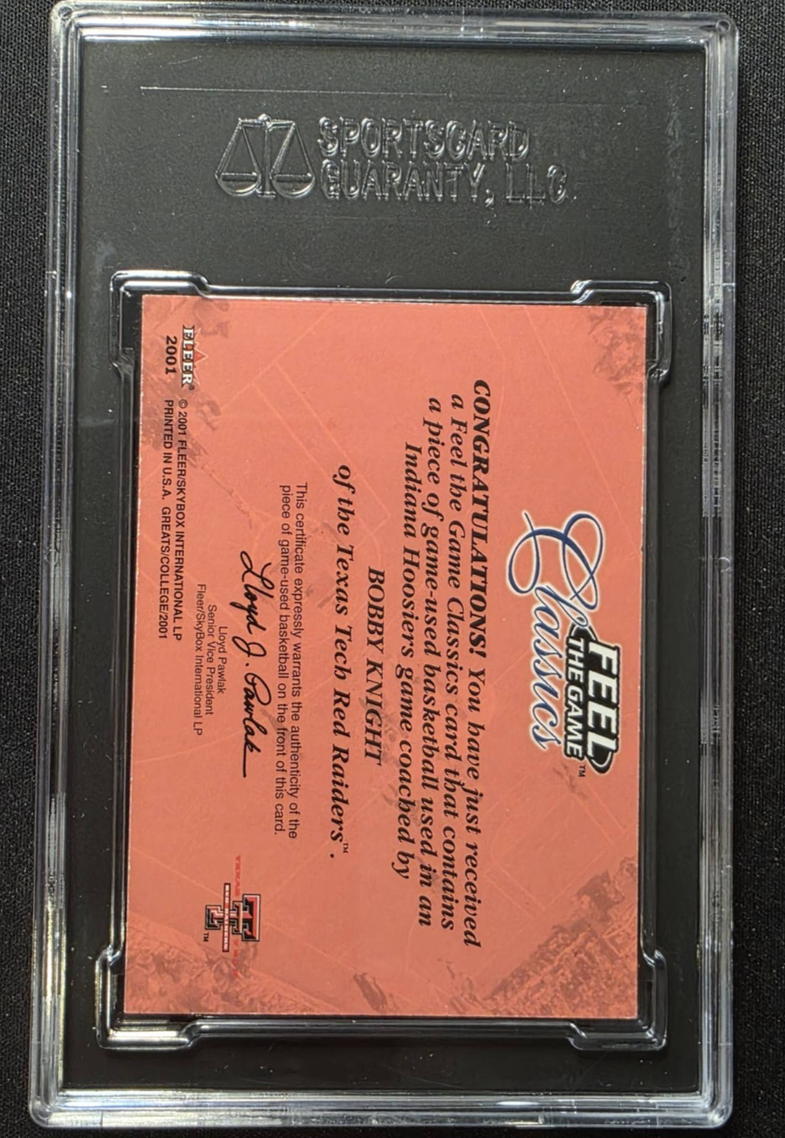 Bobby Knight AUTO Texas Tech 2001 GOTG Game Used Ball Indiana Hoosiers SGC view 2