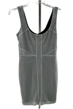 Guess Bodycon Dress Mini Blk Wht Sleeveless Size 4 Stretch Back Zipper Lined