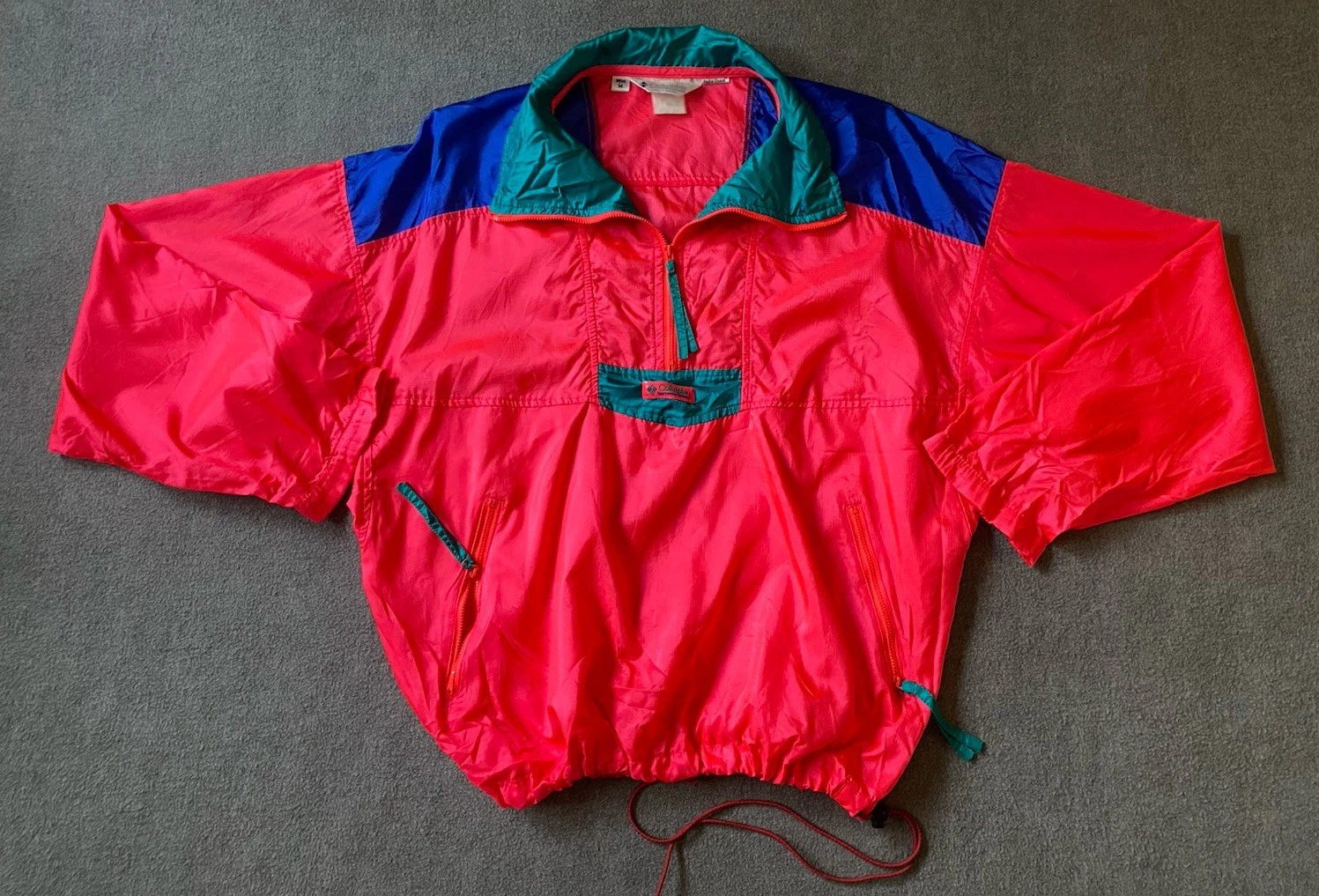 Vintage Columbia Mens Windbreaker Jacket M Colorblock Radial Sleeve 90s Gorpcore