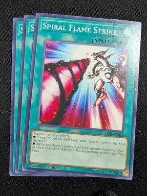 Yugioh - 3x Spiral Flame Strike LED6-EN055 1st Common NM