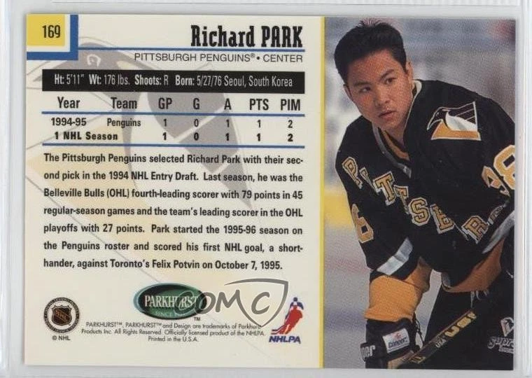 1995-96 Parkhurst International Emerald Ice Richard Park #169 - Image 2 of 2