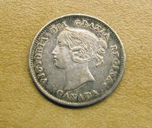 Canada 5 cents 1871, 7 over pointed 7 strong EF very scarce, only one for sale