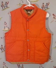 👀 VTG Swingster Puffer Vest Men's Small Orange Snap Button Made in USA