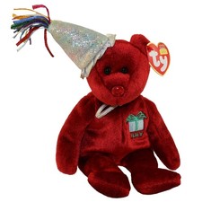 TY Beanie Baby - JULY the Teddy Birthday Bear w/ hat  9.5 inch - MWMTs