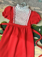 Vintage GIRLS PUFF SLEEVE DRESS Red Prairie 1970s 6 6X Hippie Victorian 70s