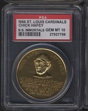 1966 St Louis Cardinals Chick Hafey PSA 10 Graded Busch Stadium Immortals Coin