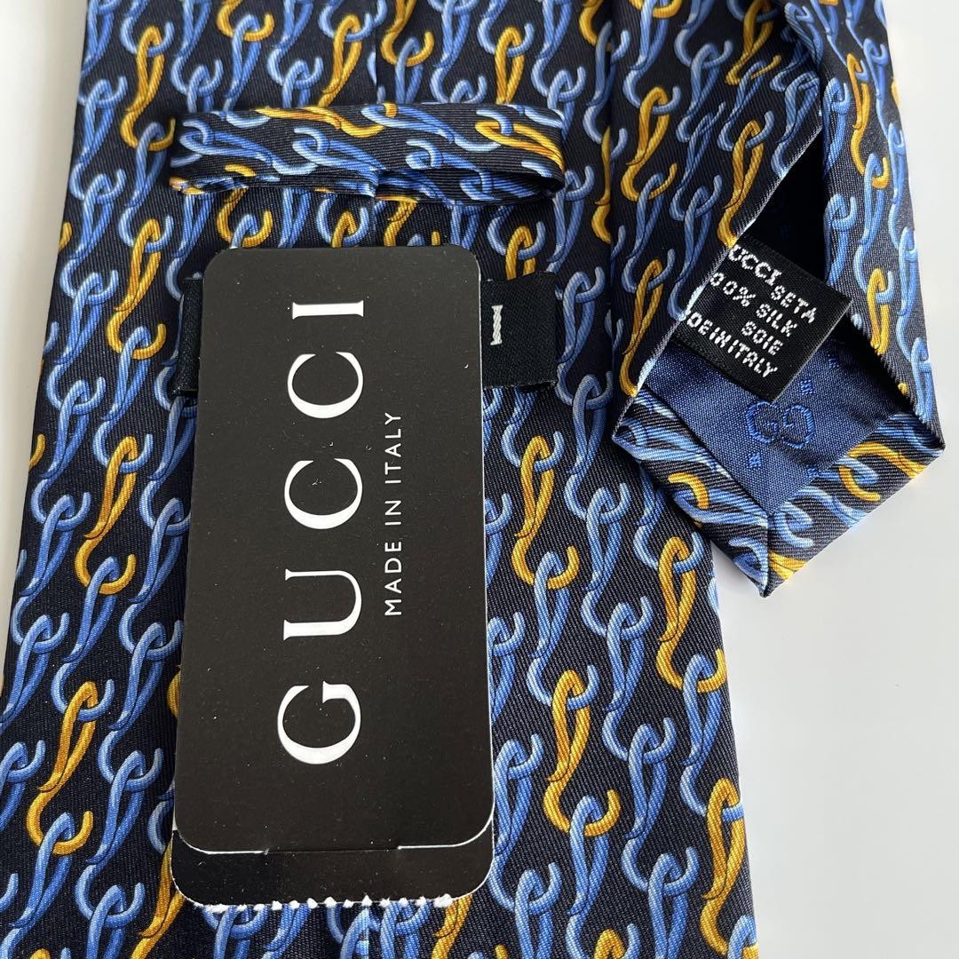 Gucci Navy Tie Silk Men Overall Pattern Logo Italy 124568 | eBay