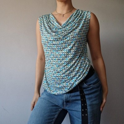 autonomy y2k geometric print cowl neck top 16 sparkly party going out summer