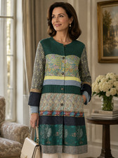 ETRO Silk-Blend Mix Print Longline Button Swe...