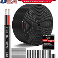 16AWG 2 Conductor Wire Tinned Copper Waterproof Low Voltage Cable Automotive LED