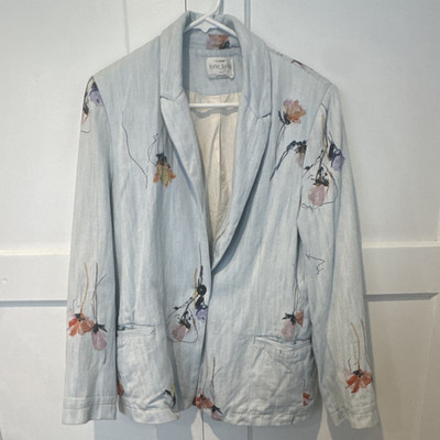 Designer Forte_forte IL DENIM Floral Button Collared Blue Short Jacket Women s 1