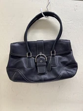 VTG Coach 9550 Hampton Soho Flap Black Leather Purse Bag AS IS - small stains