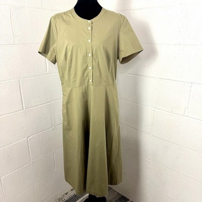 J Crew Button Up Shirt Dress Green Classic Preppy Office Minimalist Normcore 12