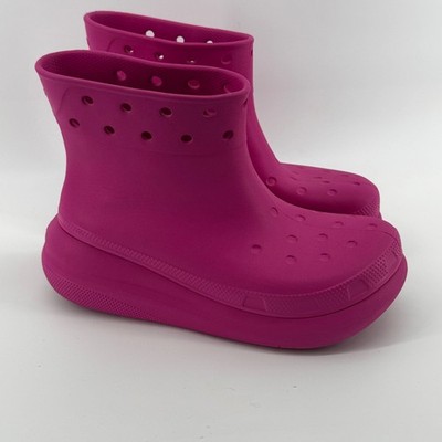 Crocs Crush Boots Pink Platform Wedge Rain Boots Women's Size W11