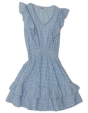 GUESS Girls Sleeveless Tiered Dress 13-14 Years Blue Cotton CJ03