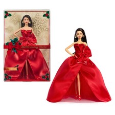 Barbie Signature 2026 Holiday Barbie Fashion Doll, Brown Hair with Red Gown WLM