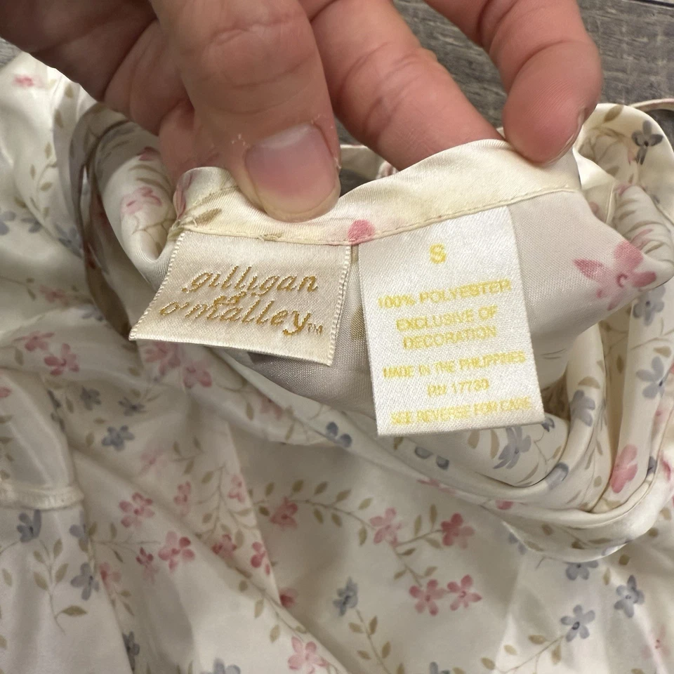 Camisón Babydoll Y2K Gilligan OMalley Floral Satén Chemise Marfil Sin Mangas Talla Pequeña Foto 3 de 4