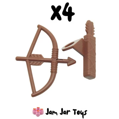 LEGO Bow & Arrow Quiver x4 - Reddish Brown Minifigure Castle Knights NEW W4