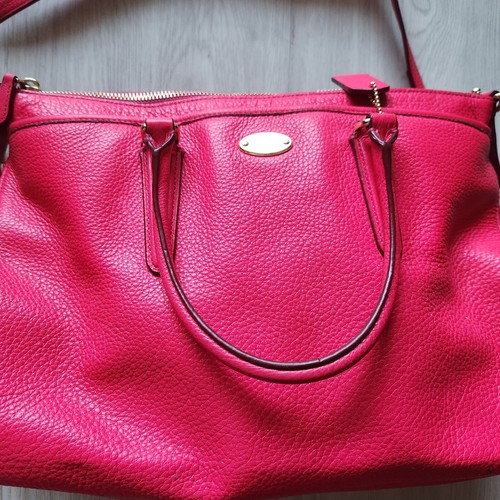 Coach Hot Pink Morgan Satchel Crossbody Pebbled Leather Purse Bag - Picture 3 of 11
