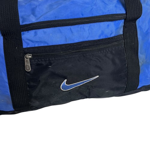 Nike Vintage 00s Swoosh Logo Sports Duffle Gym Bag FLAW Blue Black - Picture 5 of 10