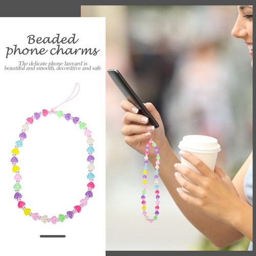 5 Pack Love Mobile Phone Chain Lanyard Necklace Beaded Charm Strap - Zdjęcie 7 z 12