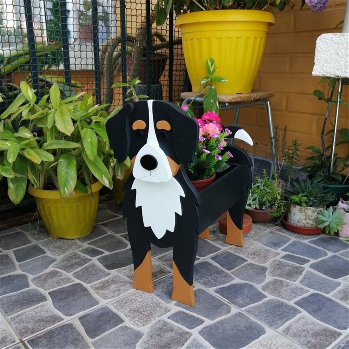 Bernese Mountain Dog Planter Outdoor Rough Shaped Cute Plant Pots Outdoor  Garden