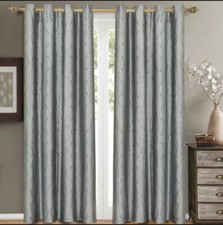 Set of 2 Panels Laguna Grommet Top Contemporary Jacquard Window Curtain Drapes