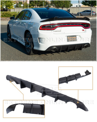 For 15-Up Dodge Charger | SRT Factory Style Rear Bumper Dual Exhaust Diffuser