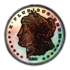1 oz Silver Art Round - SMI Morgan Dollar Design - Rainbow Toning - SKU-F8532 85.05 per troy oz