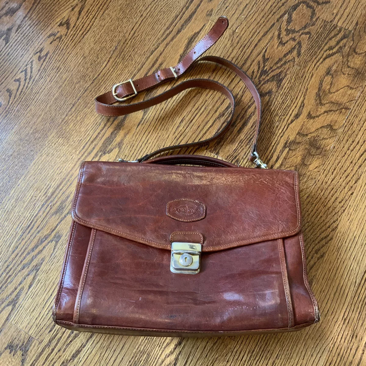 OROTON Vintage Made in Aus Genuine Leather Bag Brown Shoulder Messenger Bag