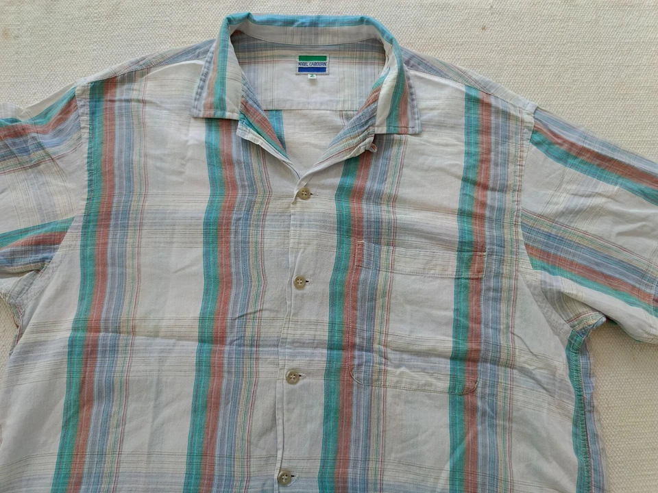 Camisa Nigel Cabourn 2 Hawaii Estilo Cuadros Japón Algodón Lino Grande Foto 3 de 4